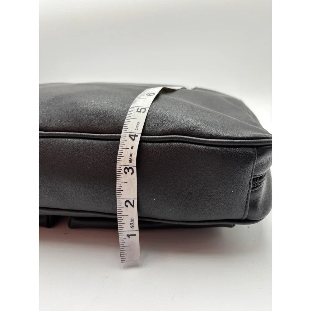 Nine West‎ Black Faux Leather Laptop Briefcase Tote Crossbody Bag Large NWOT